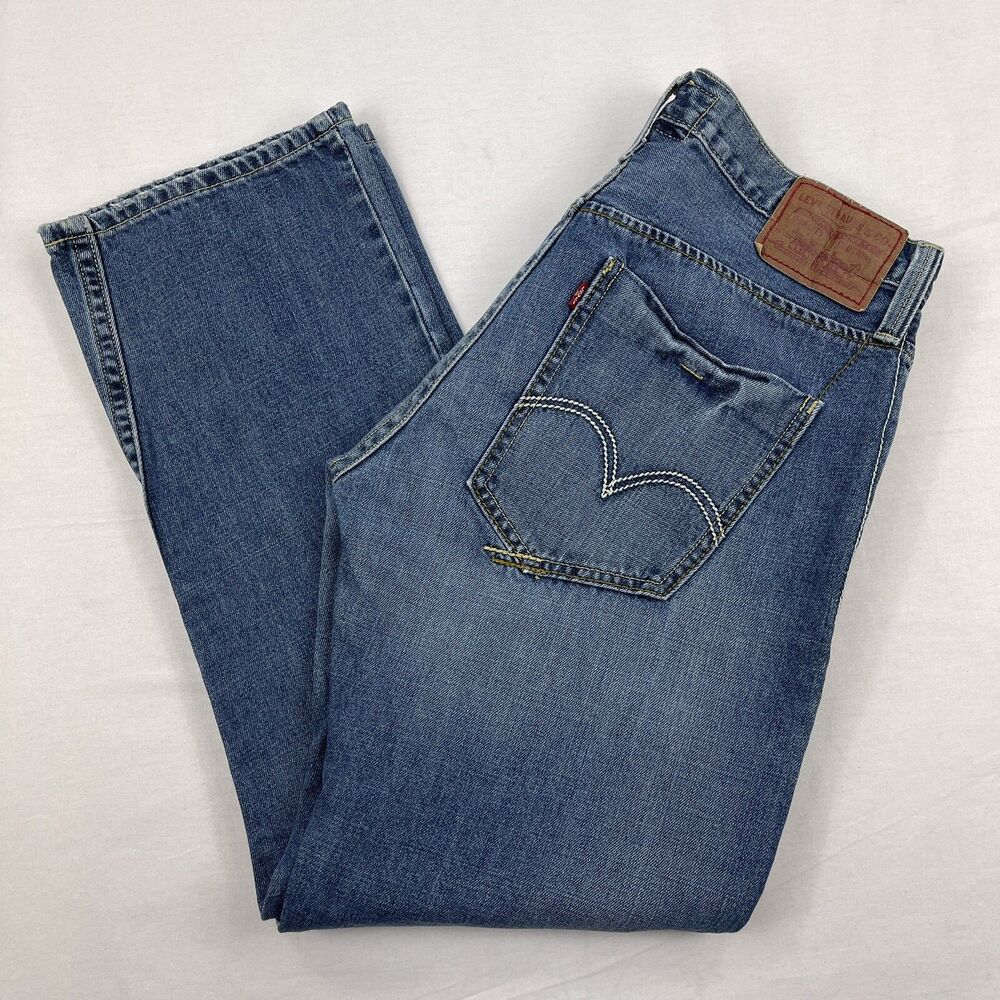 Levis 514 Slim Fit Straight Leg Mens Medium Wash 6 Pocket Denim Blue Jeans 34x31